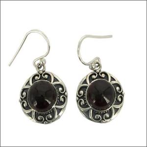 Garnet <b>Earring</b> 925 Silver <b>Earring</b> Ethnic Gemstone <b>Earrings</b> <b>Hook</b> Gemstone <b>Earrings</b> - Product Image 1
