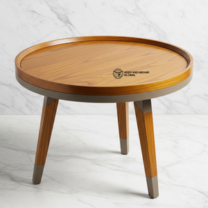 Brown Meena Wooden <b>Stool</b> – Handcrafted Decorative <b>Round</b> Accent <b>Stool</b> Traditional Wooden Side Table - Product Image 1