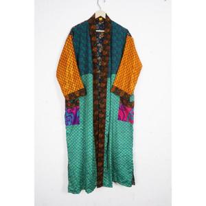 Vestido Kimono de Seda Floral Vintage Surtido para Verano, Talla Única, Túnica de Maternidad, Bata, Ropa de Playa, Traje de Baño de Sari Indio Reciclado - Product Image 5