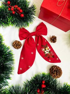 Ornement de Noël de luxe en lin brodé avec nœud pour boîtes cadeaux, sapin de Noël, couronne et décoration de maison, nœuds pour cheveux 2026 - Product Image 3