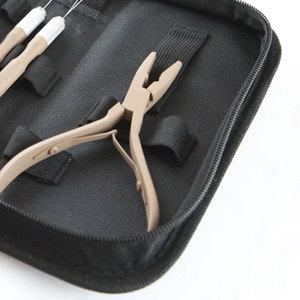 Professional Hair Extension Tools Kit with <b>Silicone</b> <b>Beads</b> in Black Brown and Beige Microlink Pliers Scissors Loop and Hook - Product Image 3