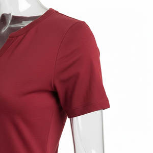 Camiseta Informal de Manga Corta con Botones para Mujer, Tejido de Algodón Suave, Corte Regular, Cuello Redondo, Ligera, para Gimnasio y Entrenamiento - Product Image 3