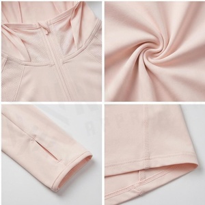 Pink Full Sleeve Hooded Crop <b>Top</b> With Mesh Panel Breathable <b>Zipper</b> Front Yoga Sportswear Women's Seamless Activewear - Product Image 4