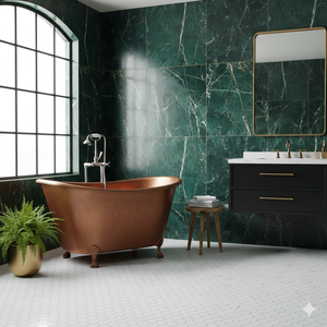 Baignoire rectangulaire en cuivre faite à la main, de luxe, autoportante, finition antique, écologique, durable, style moderne et élégant, marque privée - Product Image 3