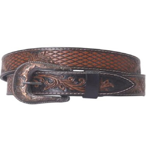 Exportateur en gros Ceinture d'outillage en cuir occidental artisanal ceinture de cowboy gravée à fleurs avec boucle à motif floral vintage - Product Image 4