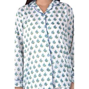 Conjunto de pijama hecho a mano para mujer, ropa de salón cómoda y algodón suave para la noche, tela tejida de temporada de verano - Product Image 4