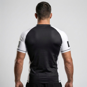 Chemises de bain personnalisées pour hommes en gros - Protection UPF50+, tissu polyester/spandex anti-humidité, manches courtes, plusieurs logos - Product Image 2