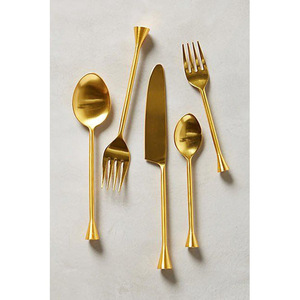 Juego de cubiertos nórdicos minimalistas modernos en oro, vajilla premium de alta gama para restaurantes y banquetes, cubiertos duraderos resistentes al deslustre. - Product Image 3