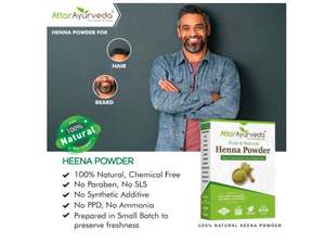 Henna natural en polvo Attar Ayurveda para el color y crecimiento del cabello (200 g) - Product Image 3