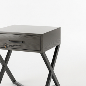 Taburete Industrial Moderno de Madera con Cajón y Base Metálica, Taburete de Almacenamiento de Lujo para Entrada, Dormitorio y Almacén, Color Personalizado - Product Image 2