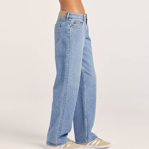 Jeans de Mezclilla a la Moda para Mujer, Pantalones Rectos con Lavado Ácido Azul, Cintura Baja, Talla Grande, Personalizados, Venta al Por Mayor - Product Image 5
