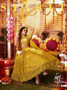 ชุดเลเฮนกาโชลีแบบกึ่งสำเร็จรูปของ Georgette ประดับด้วยงานปักเลื่อมและด้าย งานทันสมัยสำหรับงานปาร์ตี้ งานแต่งงาน งานดิวาลี ความยาวระดับพื้น - Product Image 4