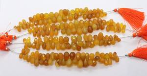 ลูกปัดแคลซีสีเหลืองธรรมชาติทรงหยดน้ำเจียระไน ขนาด 5x9-9x13 มม. ลูกปัดพลอยแคลซีทรงหยดน้ำ ขนาด 5.5 นิ้ว ร้อยเป็นเส้น - Product Image 4