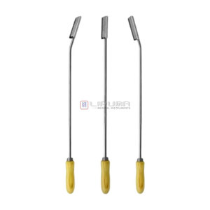 Juego de limas dentales equinas MOL 3 con mango de madera ajustable para procedimientos quirúrgicos de esterilización felina, incluye limas rectas y angulares - Product Image 1