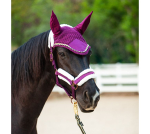 Voile anti-mouches pour cheval en coton tricoté respirant de haute qualité avec oreilles, bonnet de tête pour cheval au crochet - Product Image 4