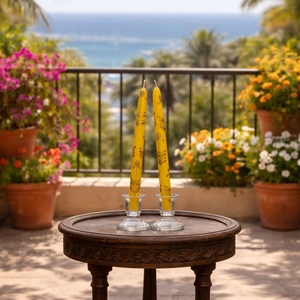 Velas Cónicas Florales Pintadas a Mano al por Mayor - Velas Decorativas de Cera Premium para Bodas de Lujo, Halloween, Pascua, Regalos Artesanales, Color Salvia - Product Image 1