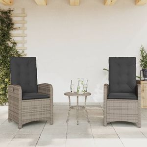 Juego de 2 Sillas de Jardín Estándar en Ratán Sintético Gris con Función Reclinable - Product Image 1