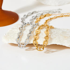 BJ0214, chapado en oro Real de alta calidad, Hip Hops, nariz de cerdo, collar de cadena de 7mm, cadena de eslabones de café de acero inoxidable - Product Image 3