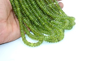 Cuentas redondas lisas de peridoto natural de 6-8 mm, hilo de 14 pulgadas para la fabricación de joyas - Product Image 1