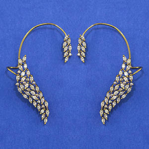 Handmade <b>Jewellery</b> Wholesalers in India American Diamond Earcuf with Rhodium Plating 2 Tone Plating Mehndi Plating 444805 - Product Image 3