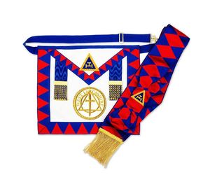 Delantal Masónico Hecho a Mano, Azul, Bordado con el Ojo que Todo lo Ve, Compás Cuadrado, Borlas y Flecos, Insignia Masónica - Product Image 6
