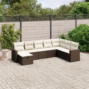 Conjunto de sofás de jardín grandes y modulares de ratán sintético marrón - Product Image 1