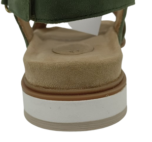 Sandales plates en daim vert avec fermeture à boucle, bout ouvert, plateforme rembourrée, chaussures d'été - Product Image 3
