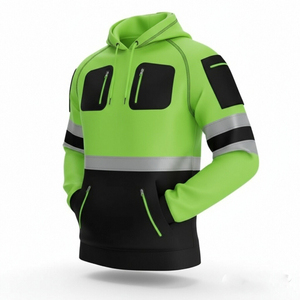 Veste d'hiver réfléchissante haute visibilité pour homme, veste à capuche, vêtements de travail de construction, veste de sécurité avec poches zippées imperméables - Product Image 4