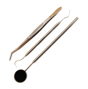 Ensemble d'instruments dentaires : Miroir buccal, sonde exploratrice, pince de Collège, en acier inoxydable, avec poignée ergonomique manuelle, pour examen et diagnostic buccal - Product Image 4