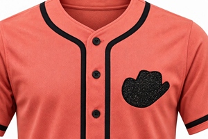Camiseta de Béisbol Personalizada para Hombre, Color Rosa Coral, con Ribete Negro, Logotipo de Sombrero de Vaquero con Brillantina, Manga Corta, Cierre de Botones, Ropa Deportiva para Equipo - Product Image 4