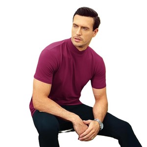 <b>Men's</b> Solid Color Short Sleeve Mock <b>Turtleneck</b> Pullover Thermal Top Slim Fit Knitted <b>Sweater</b> Summer Wear - Product Image 5