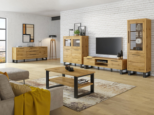 Meuble TV moderne de luxe en bois massif de style nordique avec tiroirs de rangement et étagères ouvertes pour salon, chambre et maison de campagne - Product Image 4