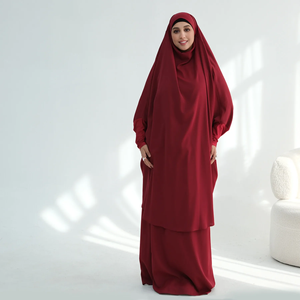 Ensemble 2 pièces long khimar pour femme, vêtement de prière, djellaba, abaya Nida, robe musulmane du Ramadan, Dubaï, arabe, islamique, niqab, burqa - Product Image 2
