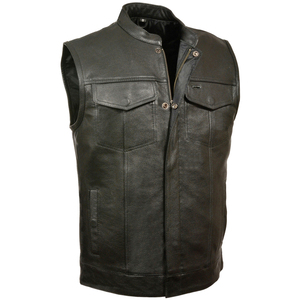Mens Premium Formal Winter Distressed <b>Brown</b> PU Leather Motorcycle <b>Vest</b> Vintage Biker Waistcoat Classic Sleeveless - Product Image 6