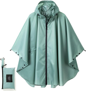 Impermeable tipo poncho multicolor de primera calidad con capucha, cierre de cremallera, bolsa de almacenamiento compacta incluida, impermeables personalizados ODM OEM - Product Image 5