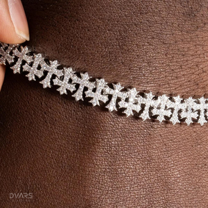 Bracelet chaîne croix micro-pavé personnalisé en argent 925 pour homme, bijoux de mode Hip Hop Iced, passe le testeur de moissanite - Product Image 2