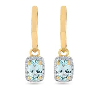 Pendientes Colgantes de Oro Blanco de 18K Vintage con Aguamarina de Corte Ovalado Natural y Diamantes Cultivados en Laboratorio, Joyería Fina, Ideales para Fiestas - Product Image 4