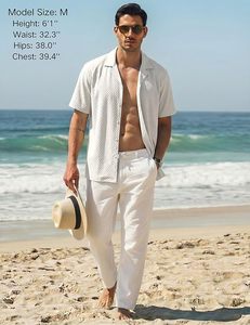 Camisa de Hombre con Textura Flux, Manga Corta, Estilo Cubano, Ligera, Transpirable, Casual de Playa para Verano, Serie 2026 - Product Image 4