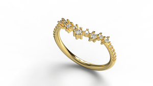 Luxury 18K Gold Chevron Cluster Round Diamond Curved Ring V Shaped Band Stackable Engagement Ring Fine Jewelry Gift for Women - Product Image 2