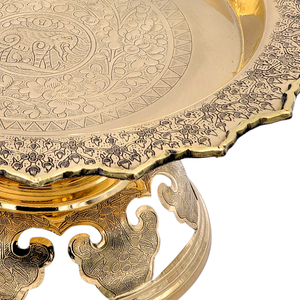 Plateau de piédestal en laiton vintage thaïlandais de 6 "produit fait à la main en laiton de l'usine de Thaïlande articles décoratifs en laiton de meilleure qualité - Product Image 4