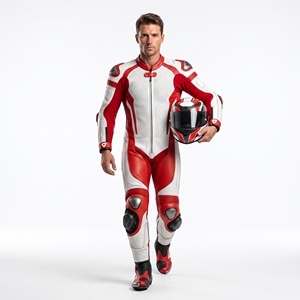Dumela Custom Color Red <b>White</b> Leather Motorcycle Racing <b>Suit</b> Full <b>Body</b> Protection Breathable All Seasons Adult Men's Custom - Product Image 3