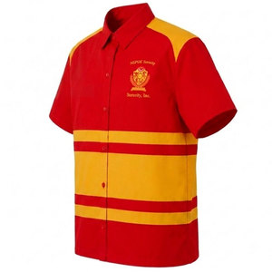NSPDK Sorority – chemise rayée boutonnée pour femmes, manches courtes, rouge et jaune, couleur contrastée, décontractée, printemps-été, T-shirt pour femmes - Product Image 3