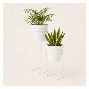 Creative White Metal Plant <b>Stand</b> with Planter <b>Pot</b> Style Tall Indoor Flower Display Holder for Living Room Office Decor - Product Image 6