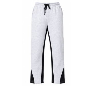 Custom Design Grey Fleece Casual Trousers Elastic Drawstring Waist Relaxed Straight Leg Sweatpants Winter <b>Lounge</b> Wear <b>For</b> <b>Mens</b> - Product Image 1