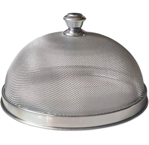 Support de présentation en acier inoxydable avec cloche en filet pour gâteaux et pâtisseries, idéal pour servir les aliments - Fournisseur en gros - Product Image 1