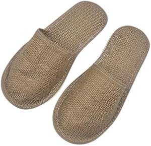 Mules en lin naturel pour homme et femme, chaussures décontractées souples en lin, ton neutre - Product Image 1