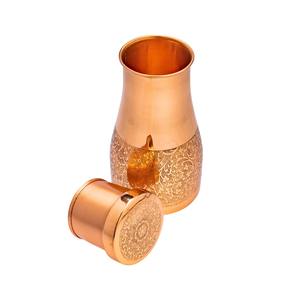 Carafe à eau en cuivre Royal Mughal, métal martelé, écologique, 1700 ml, vaisselle classique, couvercle en acier, cafetière, théière, bouilloire en métal - Product Image 2