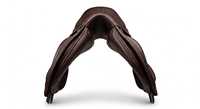 Selle d'obstacle anglaise en cuir avec quincaillerie nickelée, arceau en bois, marron, équipement d'équitation