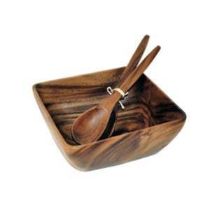 High Quality Handmade Natural Acacia Wood <b>Square</b> Salad Bowl <b>Set</b> Eco-Friendly <b>Large</b> Wooden Serving Bowl For Home Decoration - Product Image 1