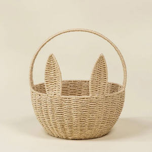 Bunny <b>basket</b> with handle natural storage eco friendly decorative organizer for kids room picnic <b>easter</b> <b>gift</b> <b>basket</b> wholesale - Product Image 1